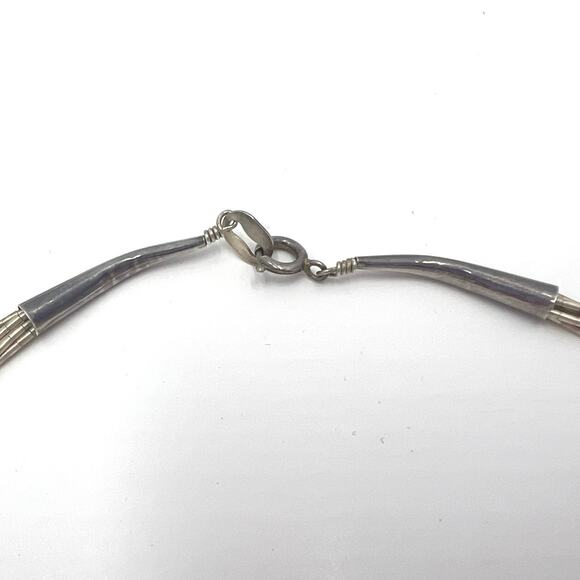 Vintage Sterling Silver Native American Style Turquoise Beaded Necklace - Picture 6 of 7